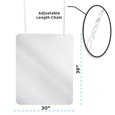 Alpine Industries 30"x 36"x 2"Clear Acrylic Sheet Hanging Protective Sneeze Guard ALP410-3036-H